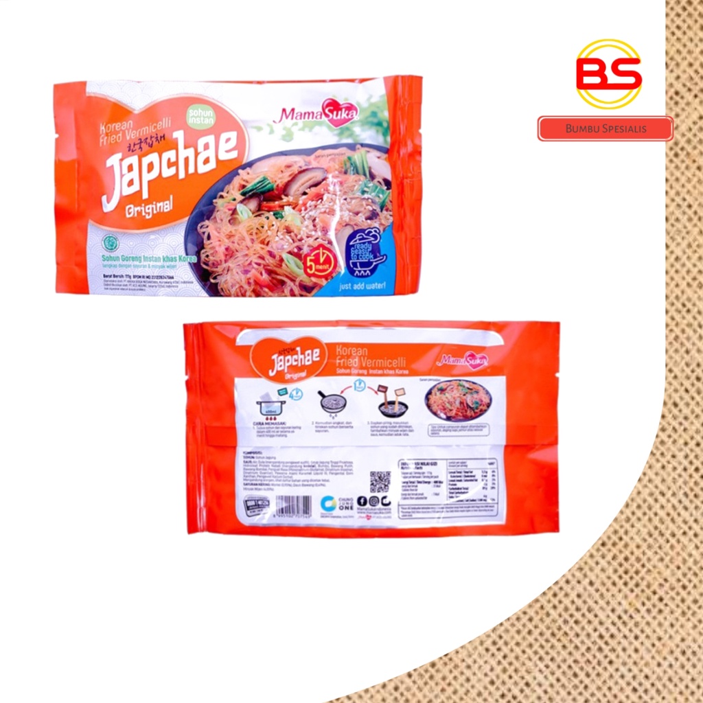 MamaSuka Japchae Spicy, Original / Sohun Goreng Instan Khas Korea 111 gram