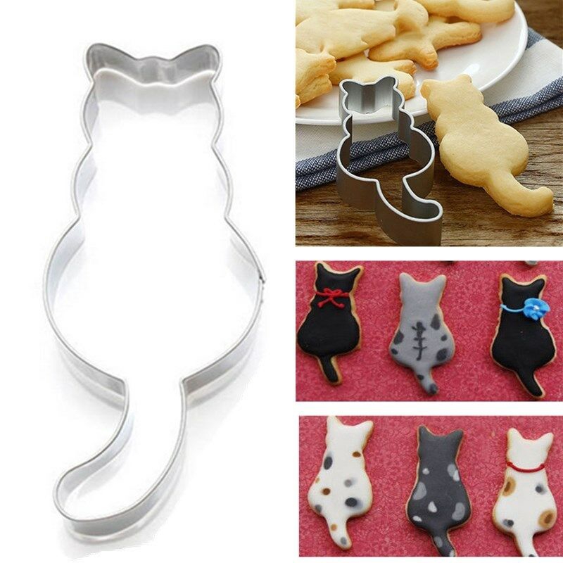 Lucu Kucing Berbentuk Cookie Cutter Stainless Steel Pastry Coklat Biskuit Cetakan Dapur DIY Baking Mold Alat Dekorasi Kue