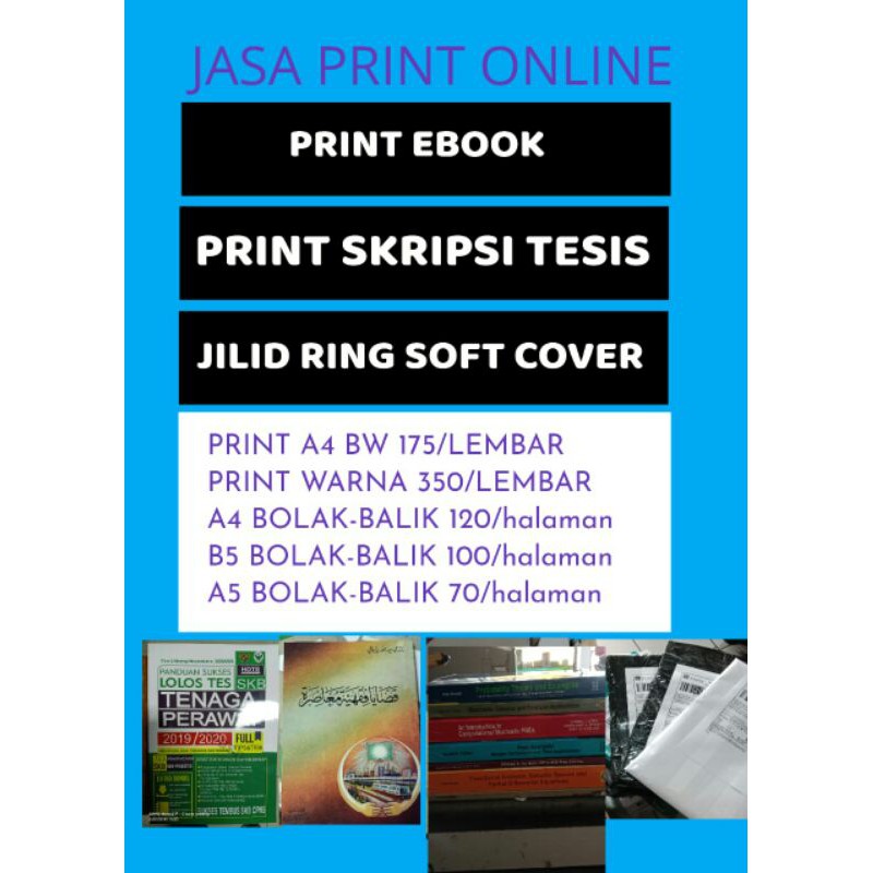 

JASA PRINT/CETAK DOKUMEN, SKRIPSI, MAKALAH, SOAL, PROPPSAL, PRINT WARNA, E BOOK, BOOK PAPER