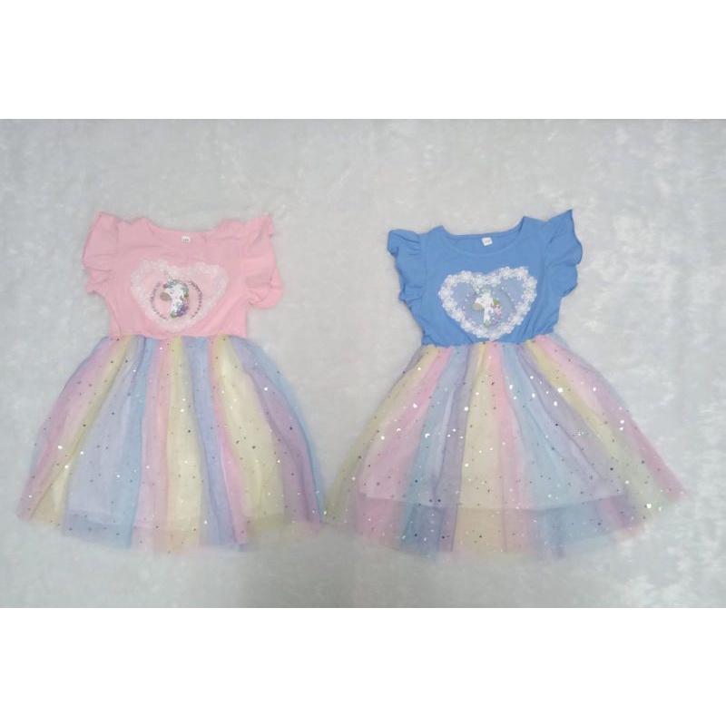 [MAMASILO] Dress anak perempuan unicorn sequin tutu rainbow import/baju anak perempuan unicorn sequin tutu rainbow import