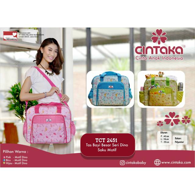 Cintaka Tas Bayi Besar Saku Depan Motif Dino Series - TCT 2451