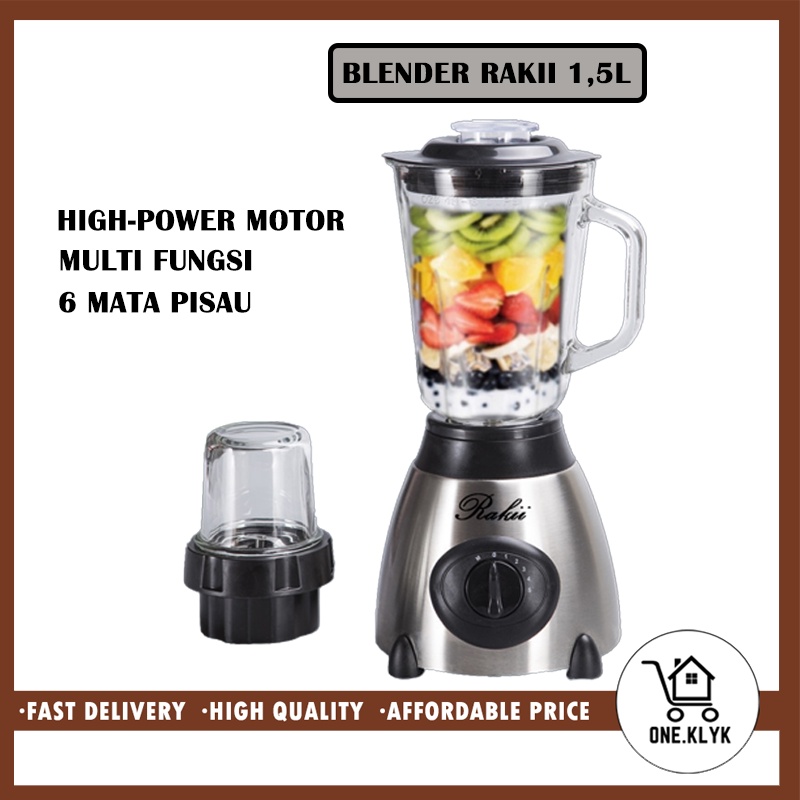 Blender Juicer Gelas Kaca Premium 2 in 1 | Blender Stainless Gelas Kaca Blender Juicer Hitam