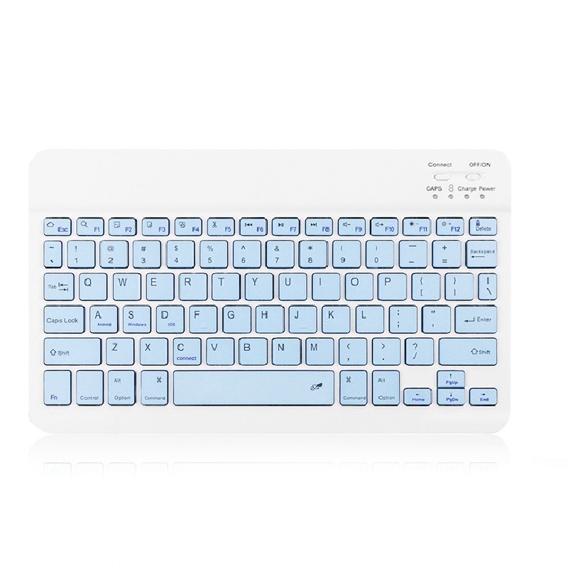 10 inch Wireless Bluetooth Keyboard Mouse Set Lightweight Portable For iPad Samsung Xiaomi Phone-Only Keyboard  Biru