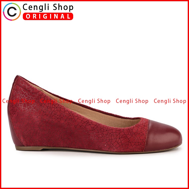 SEPATU WEDGES KULIT OBERMAIN WANITA ORIGINAL TERBARU MERAH MAROON OW05