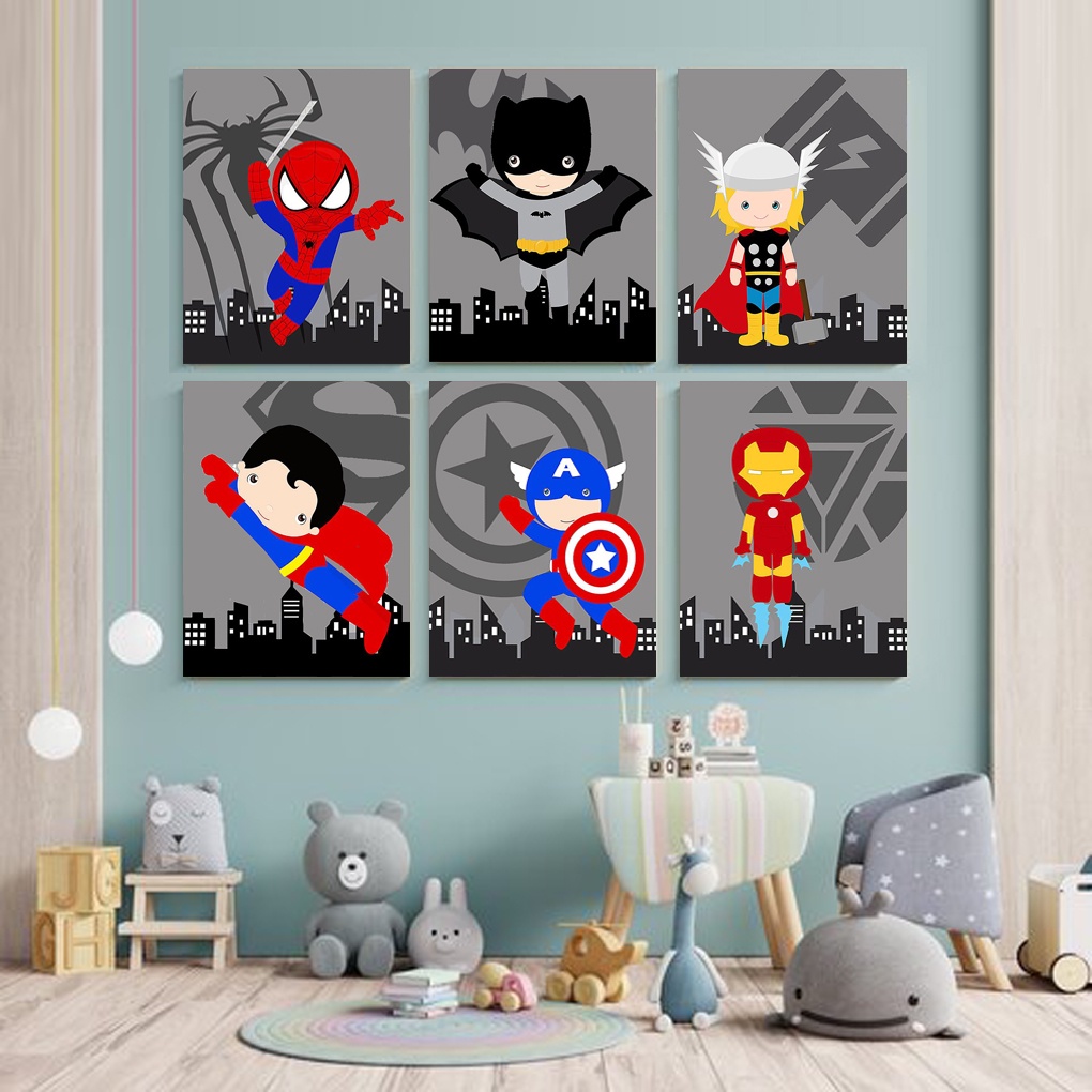 Hiasan Dinding Kamar Anak Tema Superhero (A4) Pajangan Anak Wall Decor Tema Pajangan Anak - A&amp;M