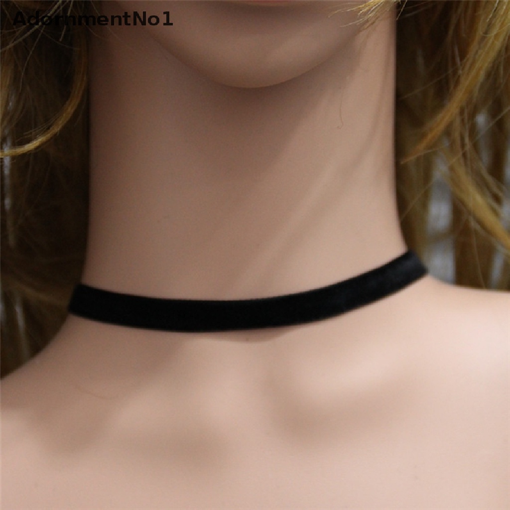 (AdornmentNo1) Kalung Choker Handmade Bahan Velvet Warna Hitam Gaya Gothic Retro Untuk Wanita