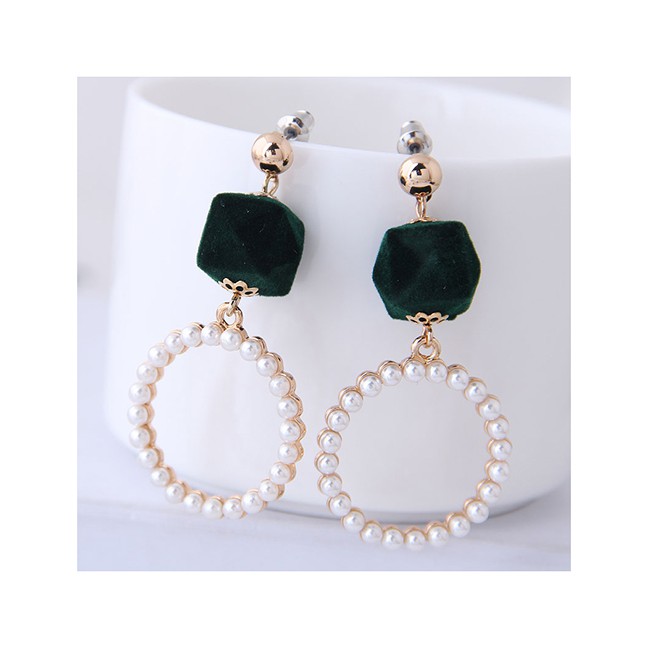 LRC Anting Tusuk Fashion Metal Ring Pearl Stud Earrings A573XX