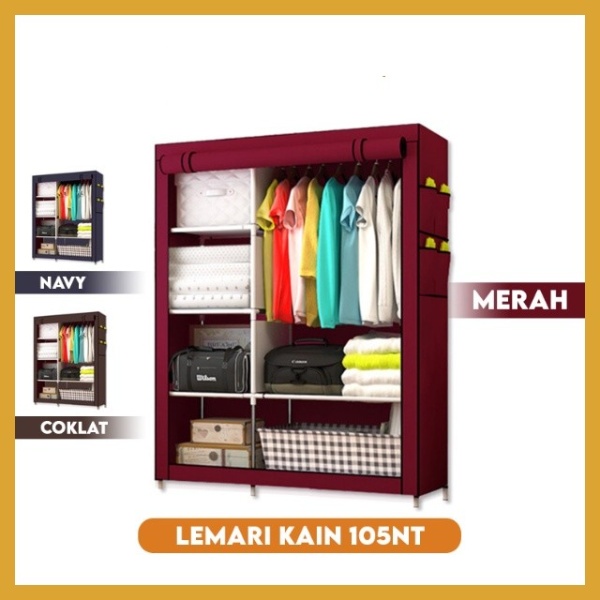 PROMO Lemari Kain Portable 2 Sisi + Gantungan Anti Debu Serbaguna lemari minimalis - TERMURAH