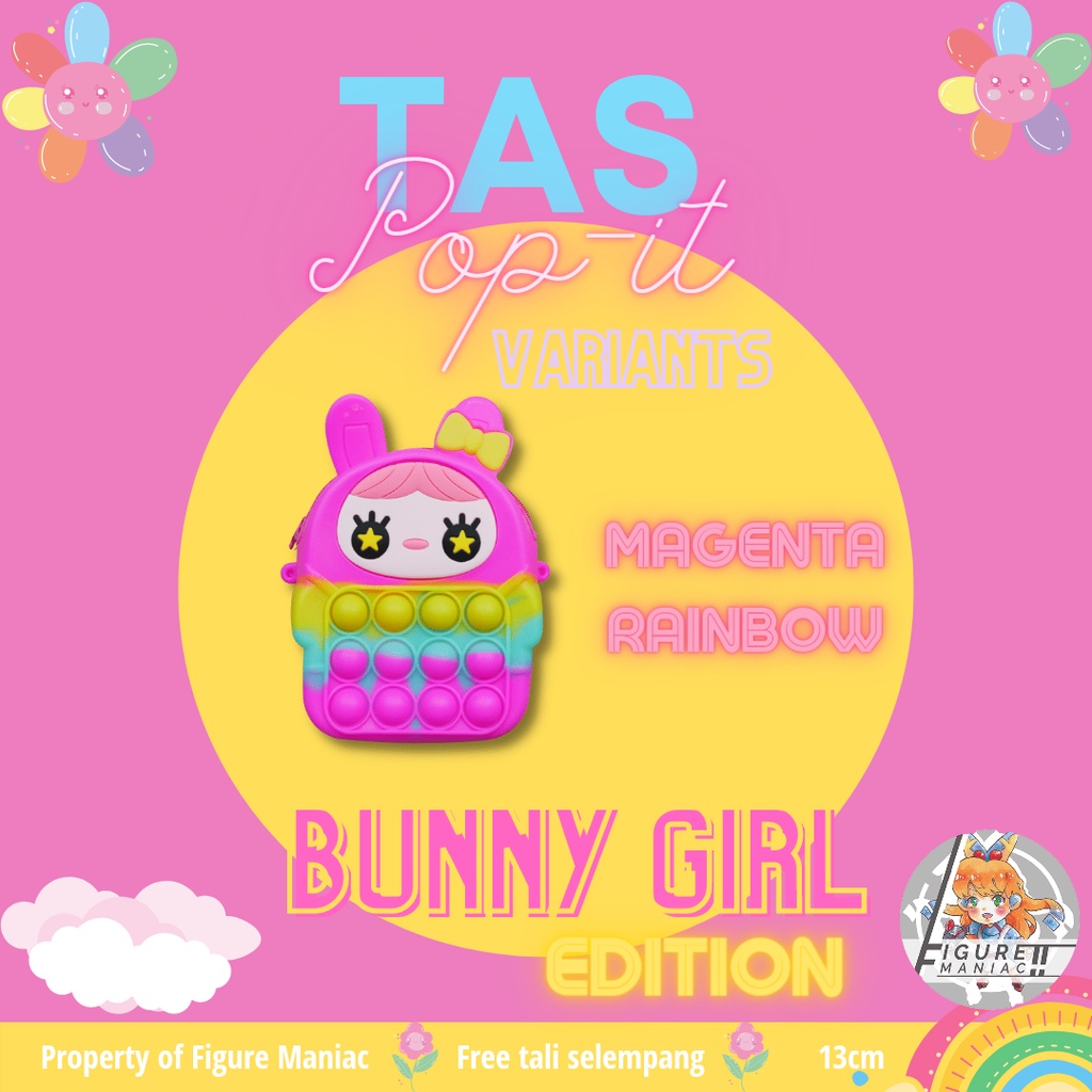 Figure Maniac - Tas Pop It Mini Bunny Girl Sling bag edition premium import size 13 cm free tali selempang