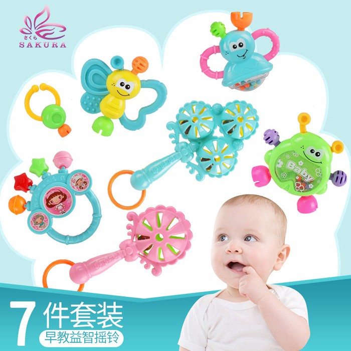 Mainan Kerincingan 7pcs Genggam dengan Bahan Plastik untuk Bayi / Anak-Anak