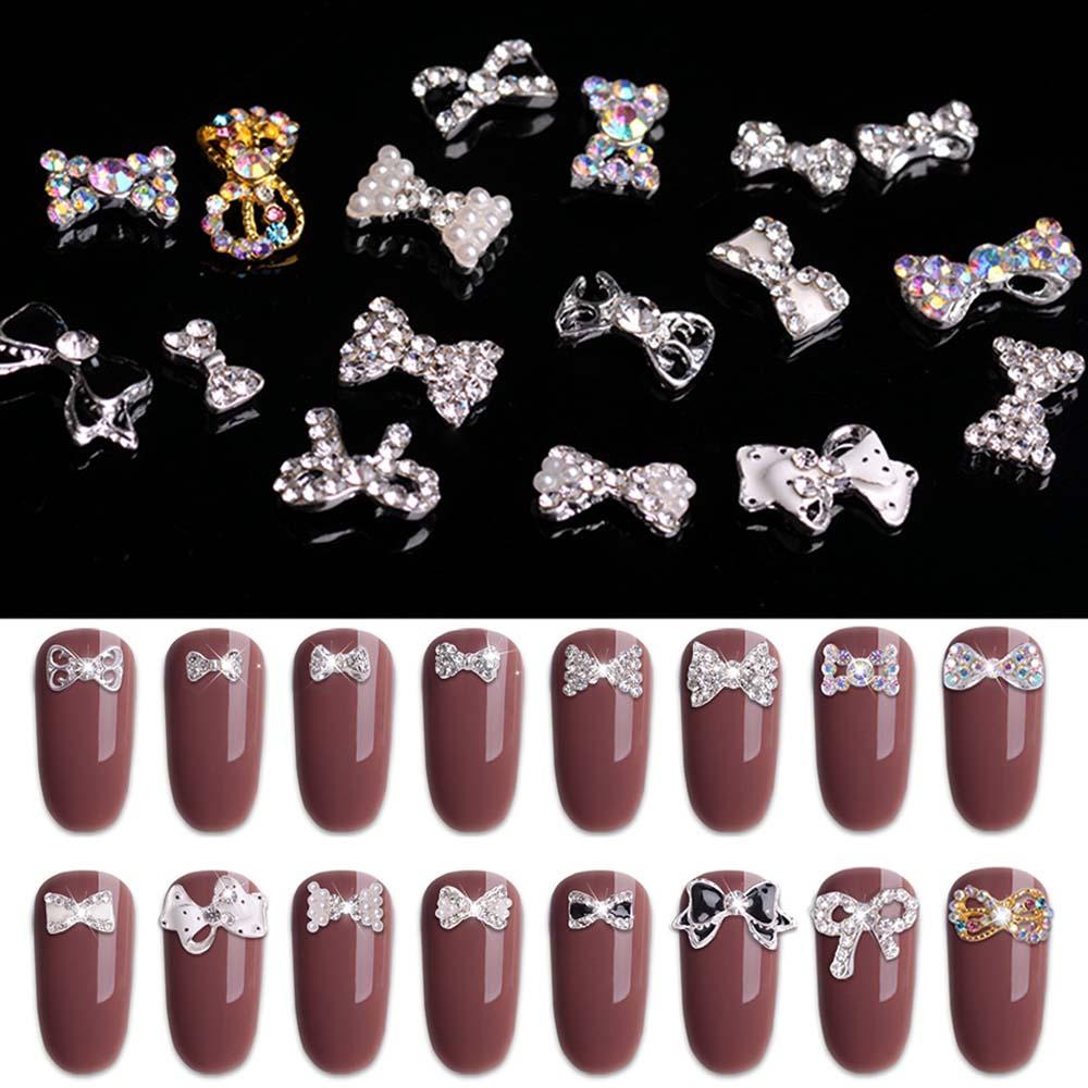 NEEDWAY Bow Nail Rhinestones Super Flash Shiny Charms Kristal Mutiara Kaca Batu DIY Nail Art Dekorasi