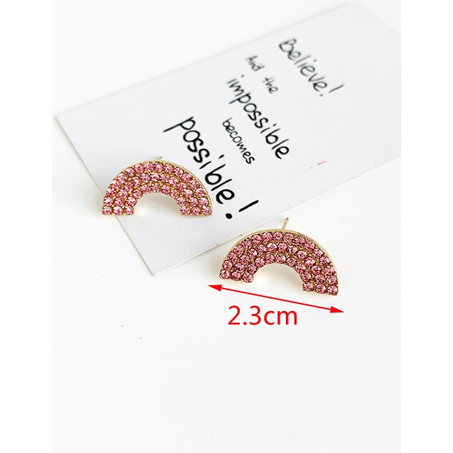 LRC Anting Tusuk Fashion Alloy-encrusted Fan-shaped Earrings F90972