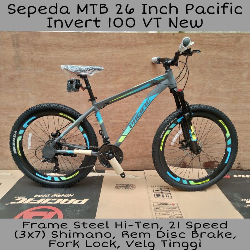 Sepeda Gunung MTB 26 Inch Pacific Invert 100 VT Steel , 21 Speed