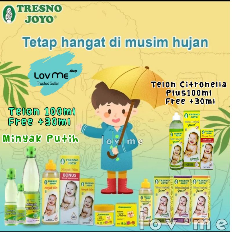 Lov Me❤ Minyak Telon Herbal Plus Tresno Joyo 100ml Free 30ml -Minyak Telon TJ - Minyak Kayu Putih TJ- Balsam Telon Tresnojoyo