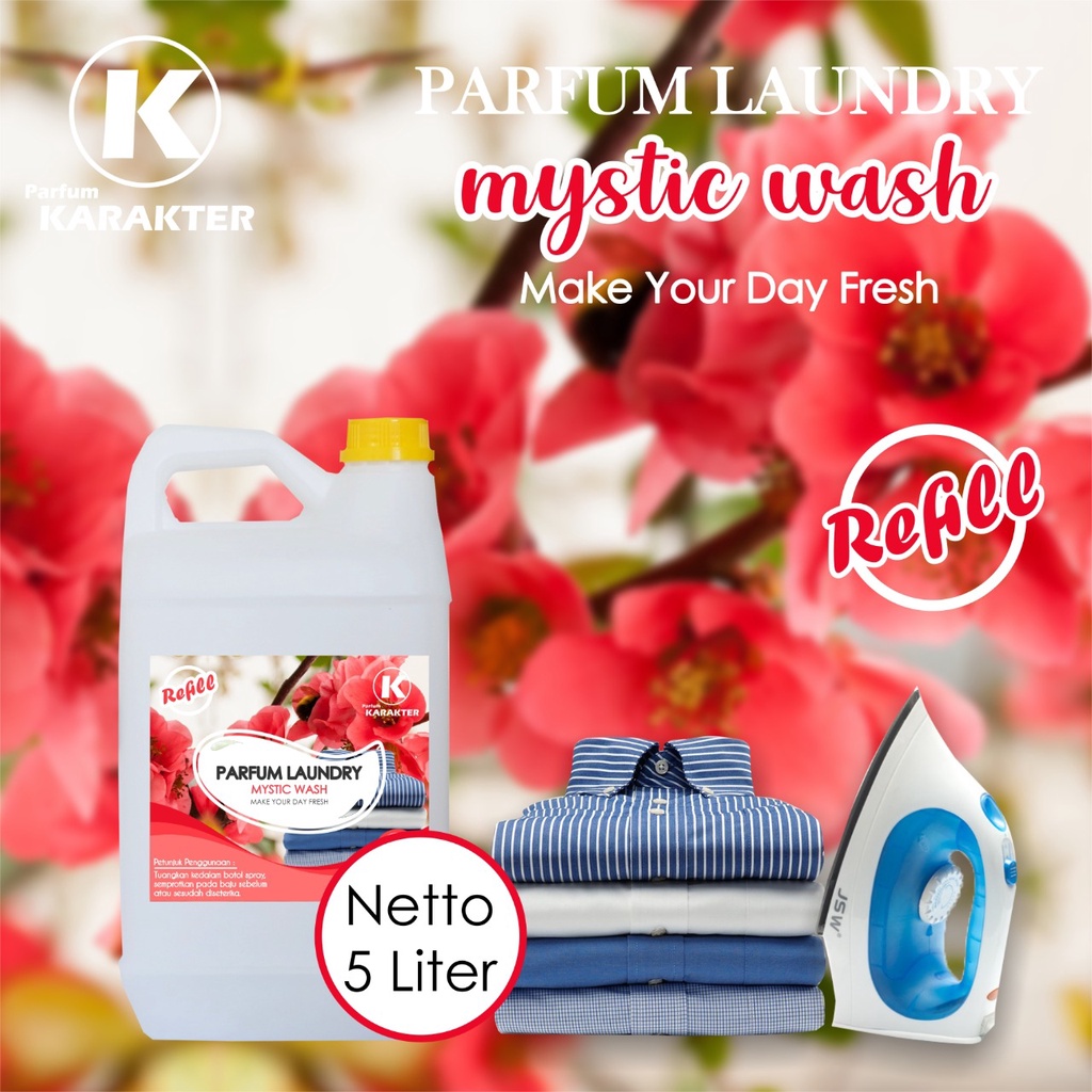 Bisa Cod |Termurah | Parfum Laundry aroma Mystic Wash  Bibit Parfum Import Wangi Tahan Lama   Kemasan 5 Liter