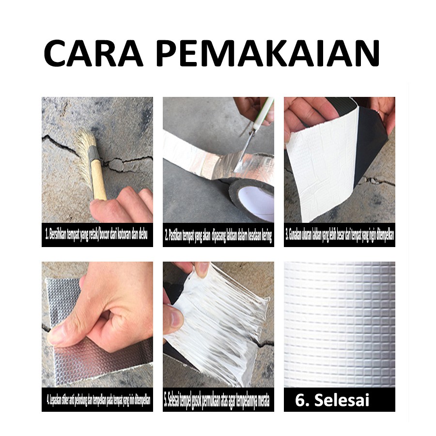 Lakban Anti Bocor Aluminium Waterproff Foil Tape Tahan Panas 15cmx5m