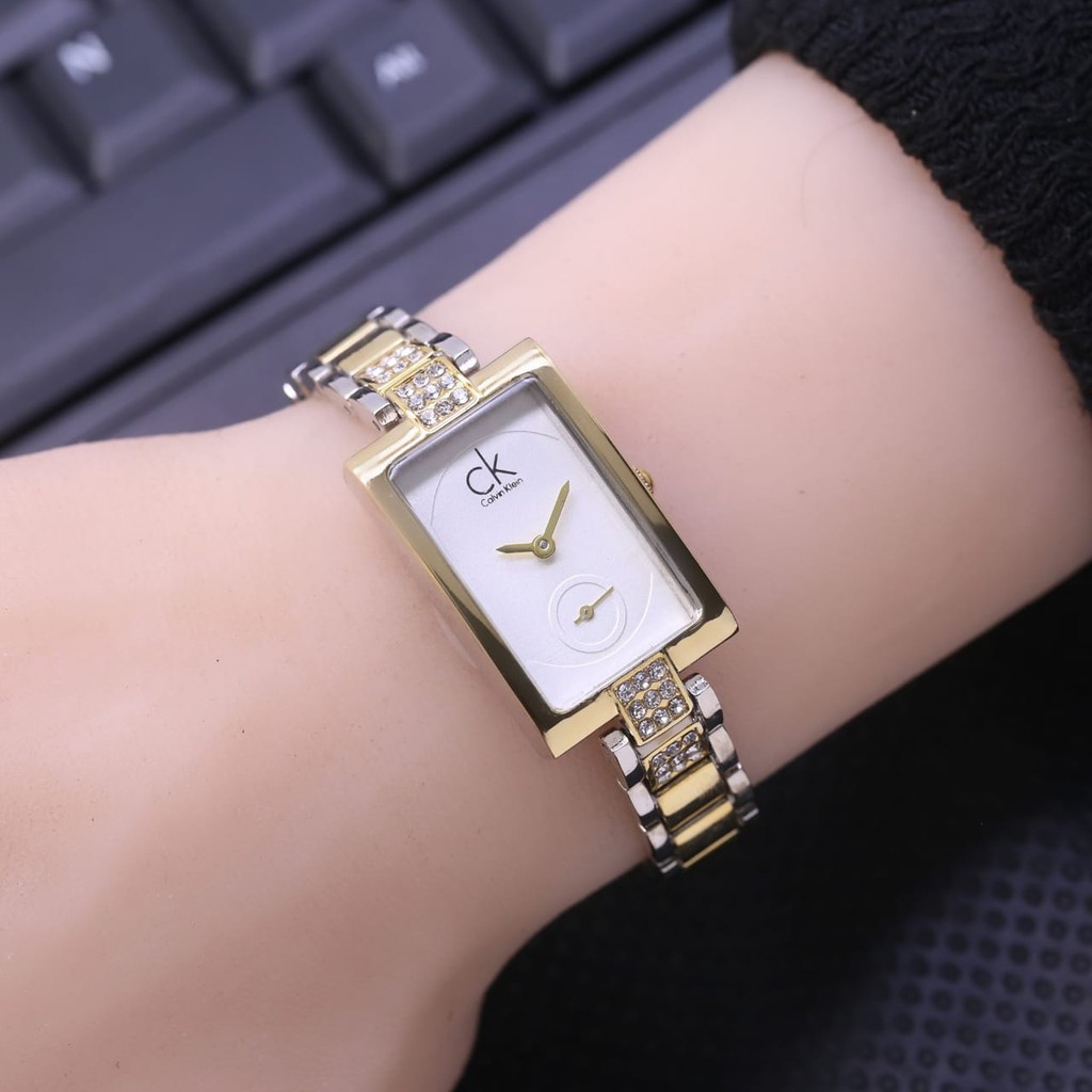 Best Seller  Jam Tangan Wanita Ck3907 Chrono Detik Tali Rantai Free Baterai