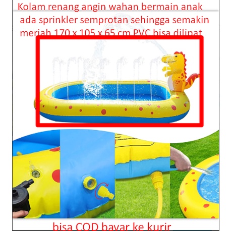 Kolam renang angin wahan beramain anak ada sprinkler semprotan sehingga semakin meriah 170 x 105 x 65 cm PVC bisa dilipa