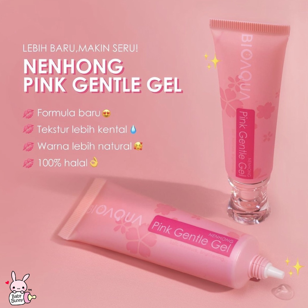 ❤ BELIA ❤ BIOAQUA Nenhong Pink Gentle Gel Cream 30g Warm Gentle Pink Nenhong Lip Serum Pemerah Bibir Serum Bibir Untuk Bibir Hitam | BPOM