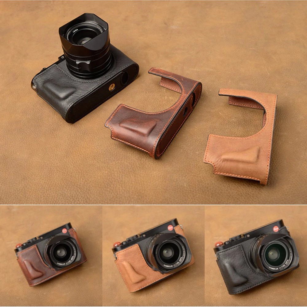 case kamera AYdgcam Handmade Genuine Leather Camera case Half Body For Leica Q Typ 116 Leica Q2