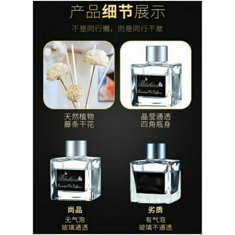 Pengharum Ruangan Black Rose Parfum Diffuser Reed Stick Rattan Ball