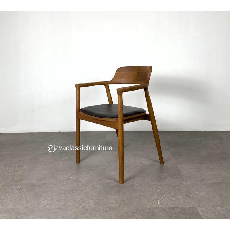 Kursi heroshima jok cafe kayu jati jepara furniture murah teras santai tamu minimalis tinggi tanpa meja besi rotan tinggi kaki bulat panjang-1