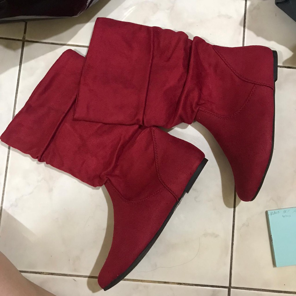 SODA boots tinggi panjang sepatu hak wanita perempuan suede kerja kantor bekas second anak