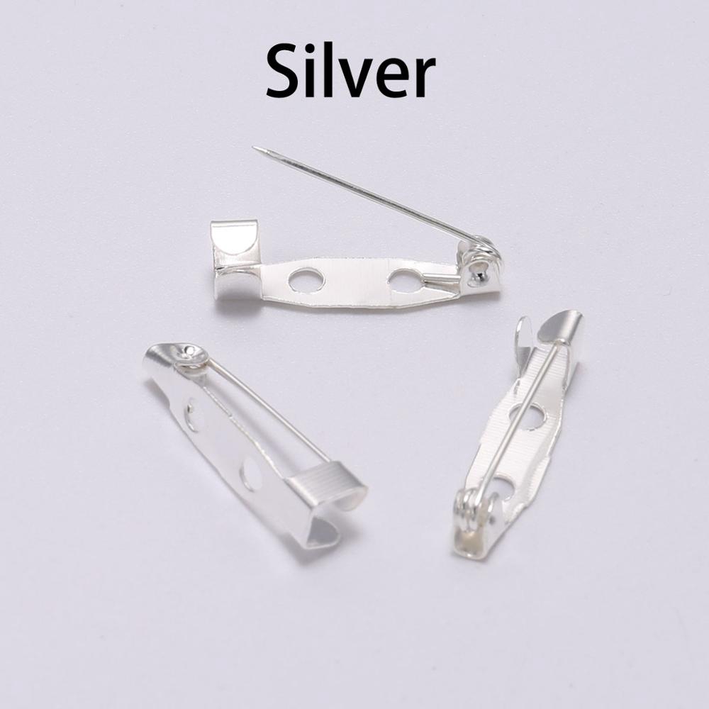50pcs / Lot Pin Bros Kosong 15 20 25 30 35mm Warna Silver Untuk Membuat Perhiasan Diy-Silver