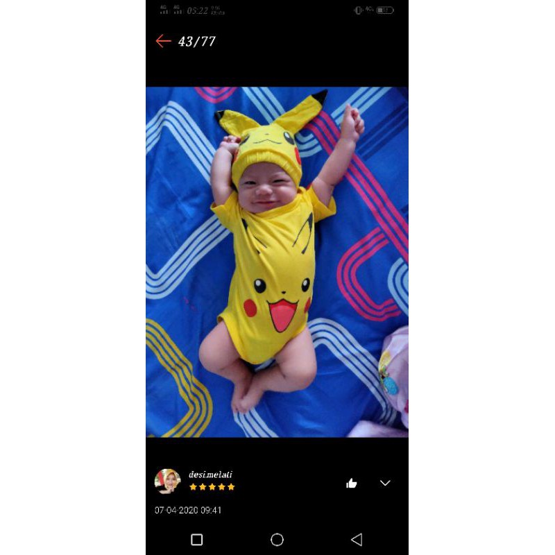 KOSTUM BAYI BAJU BAYI JUMPER BAYI MOTIF PIKHACU / BAJU BAYI KARAKTER POKEMON