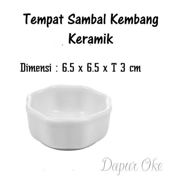 Homeline Tempat Sambal Saos Kecap Keramik Kembang 6 Pcs Wadah Saus