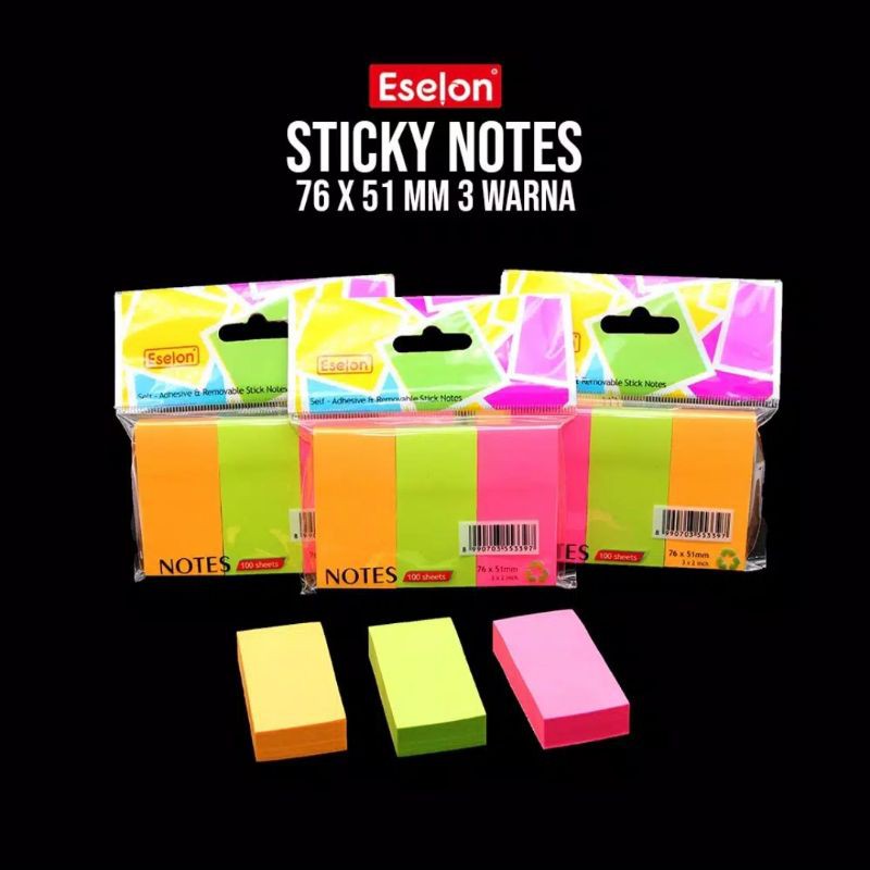 Post it / Memo Stik / Sticky Note Stik Note BIG ESELON 51x76mm-76x51 3warna/eselon