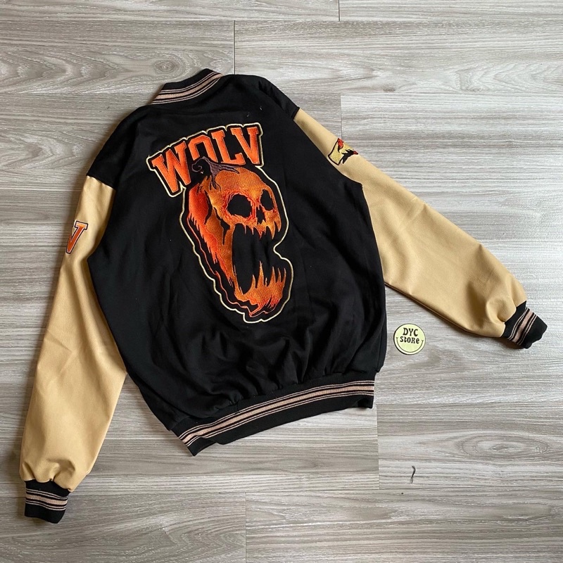 JAKET BOMBER VARSITY ORIGINAL WOLV STREET WEAR special art PUMPKIN