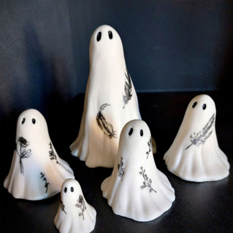 Ornamen Miniatur Hantu Halloween Bahan Resin