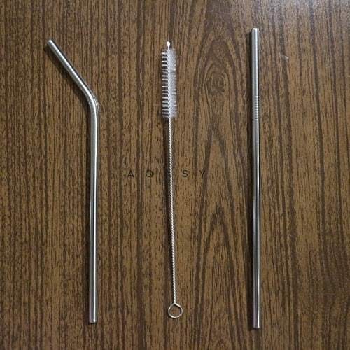 Sedotan Stainless Steel 3 in 1 Straw Silver Go Green Set Alat Minum-Vegasus Store(COD)