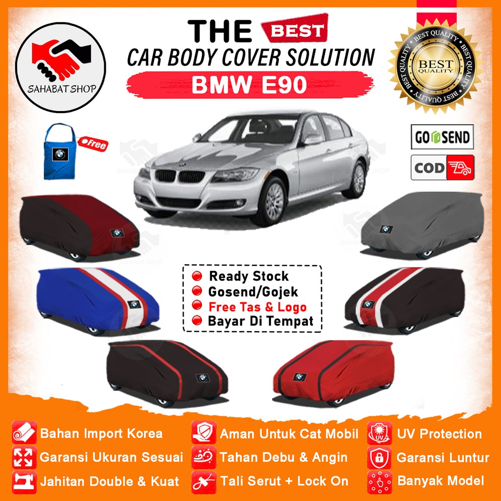 Sahabat Body Cover Mobil BMW E90 / Sarung Penutup BMW Seri 3 E90 Outdoor / Mantel Tutup Selimut Mantol Jas Pelindung Kerudung Kelambu Pembungkus Kerodong Terpal Bungkus Tutupan Mobil Sedan BMW E90 Waterproof Anti Air Model Orange