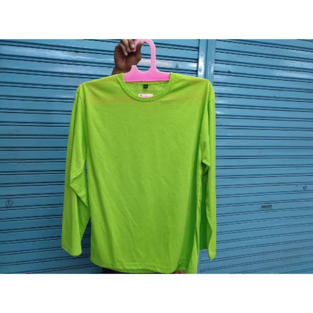 Kaos oblong hijau stabilo lengan panjang