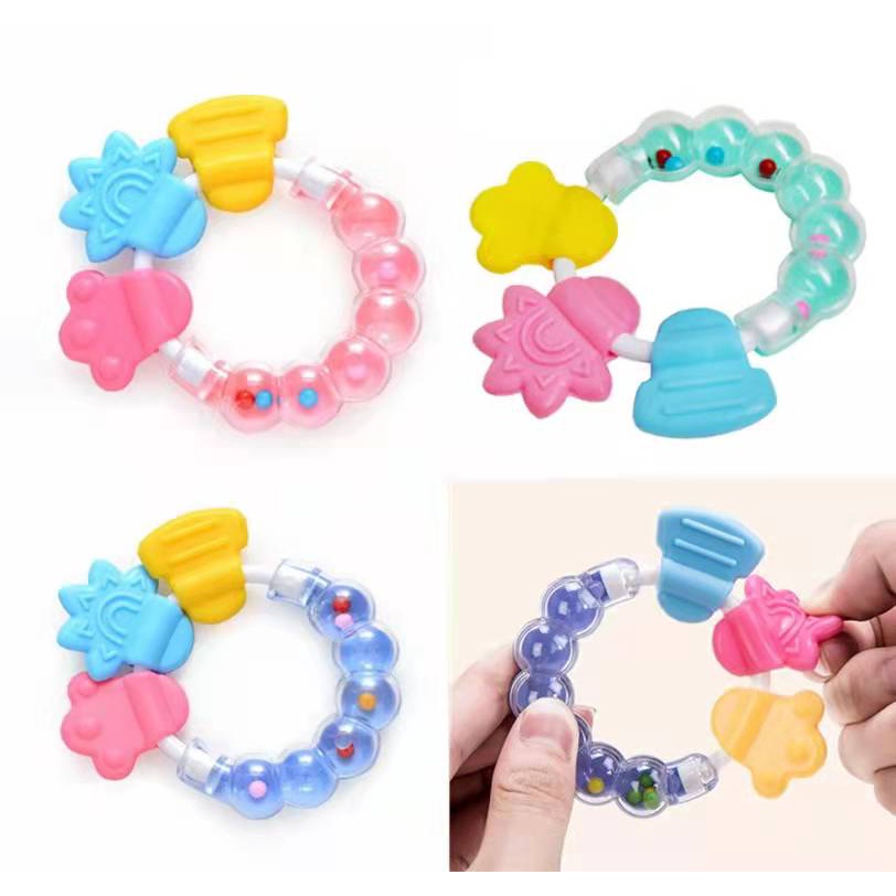 Mainan Rattle Genggam Bayi Gigitan Empeng Buah Plastik Dengan Teether Gelatin/C 62