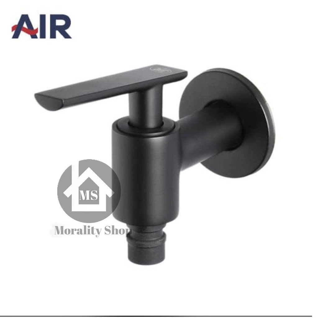 Kran Air Taman Minimalis Hitam KUNINGAN S5PNBL-Kran air mesin cuci brass faucet wall black tebal A44