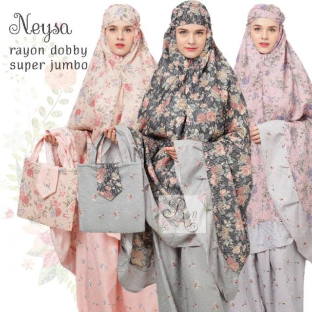 Rhayanh collection Mukena premium bahan rayon dobby plus tas