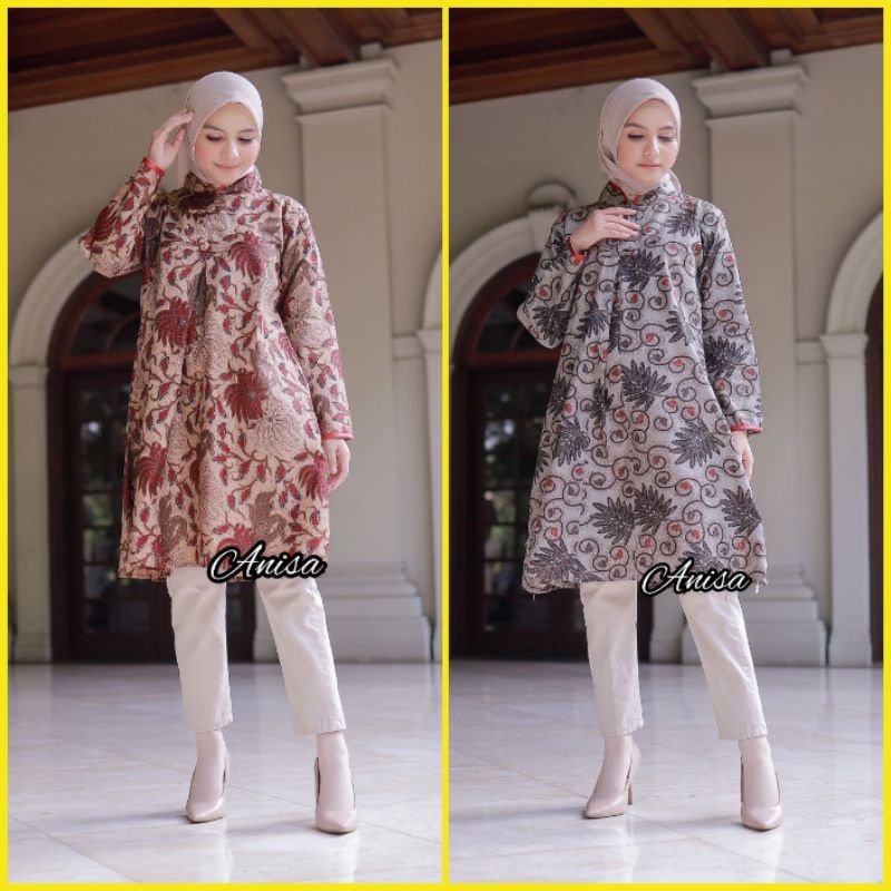 M-XXXL Tunik Batik Wanita Sogan