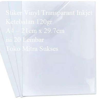 

۞ Stiker Vinyl Transparant Inkjet A4 Baru ◙