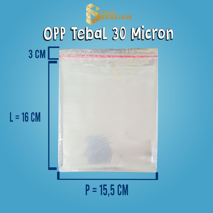 

15,5 X 16 cm Plastik OPP TEBAL 30 MICRON (100 lbr)