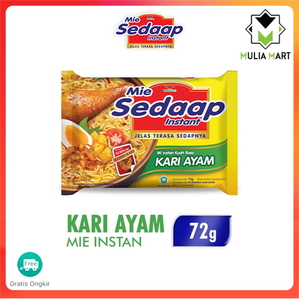 

SEDAAP Mie Instan Kari Ayam Bag 72GR /mulia mart