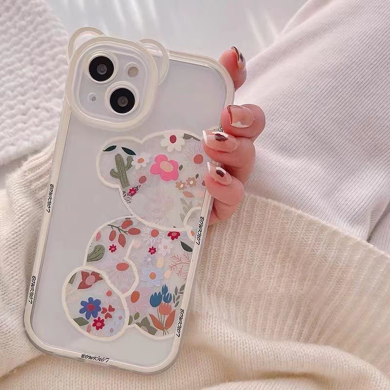 Soft Case Silikon Transparan Motif Beruang Untuk IPhone 12 13 11 Pro Max X Xs Max Xr 7 8 Plus Tmhx