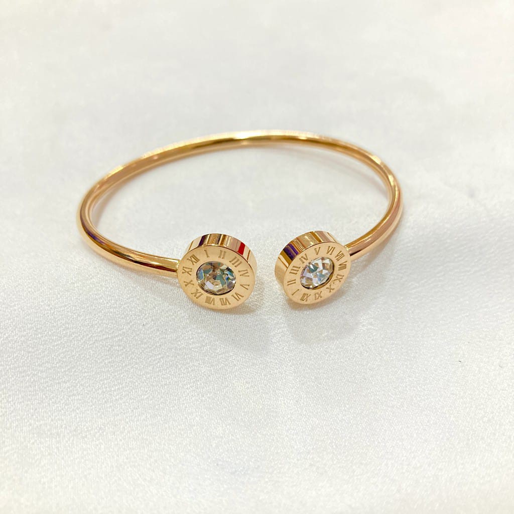 Gelang Titanium Asli Anti Karat Aksesoris Fashion Perhiasan Wanita Cuff Gold Dan Silver Korean Style-7