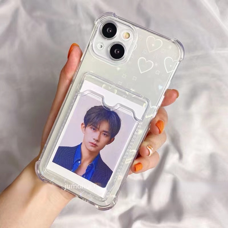 Soft Case TPU Transparan Motif Hati Untuk iPhone 11 12 13 Pro Max 6 6Plus 7Plus 8Plus XR X XS Max