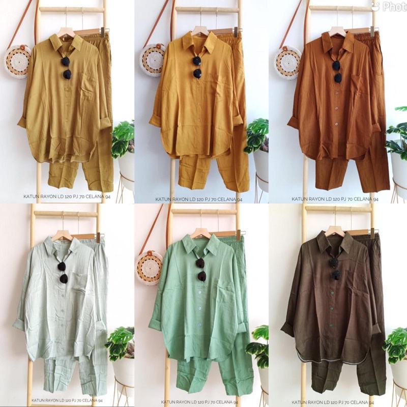 setelan celana katun rayon import