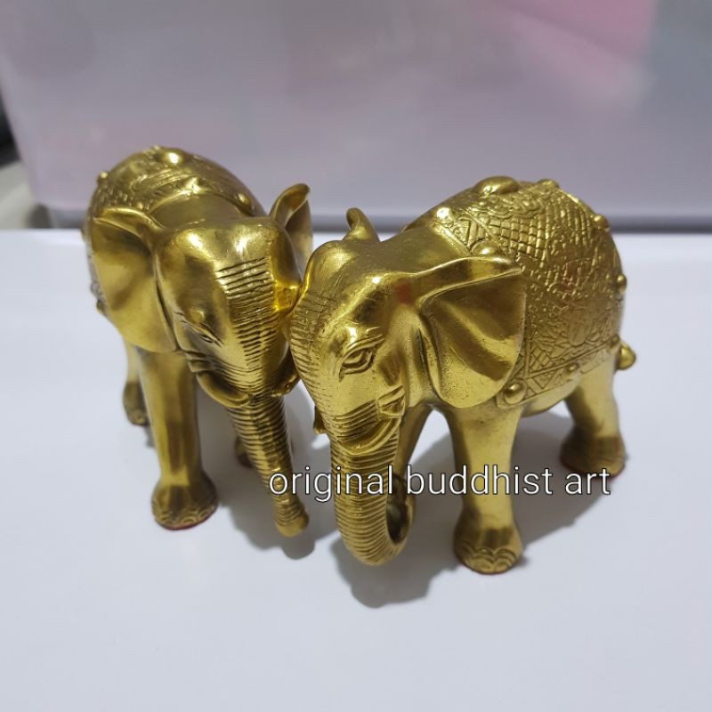 pajangan gajah thailand logam kuningan