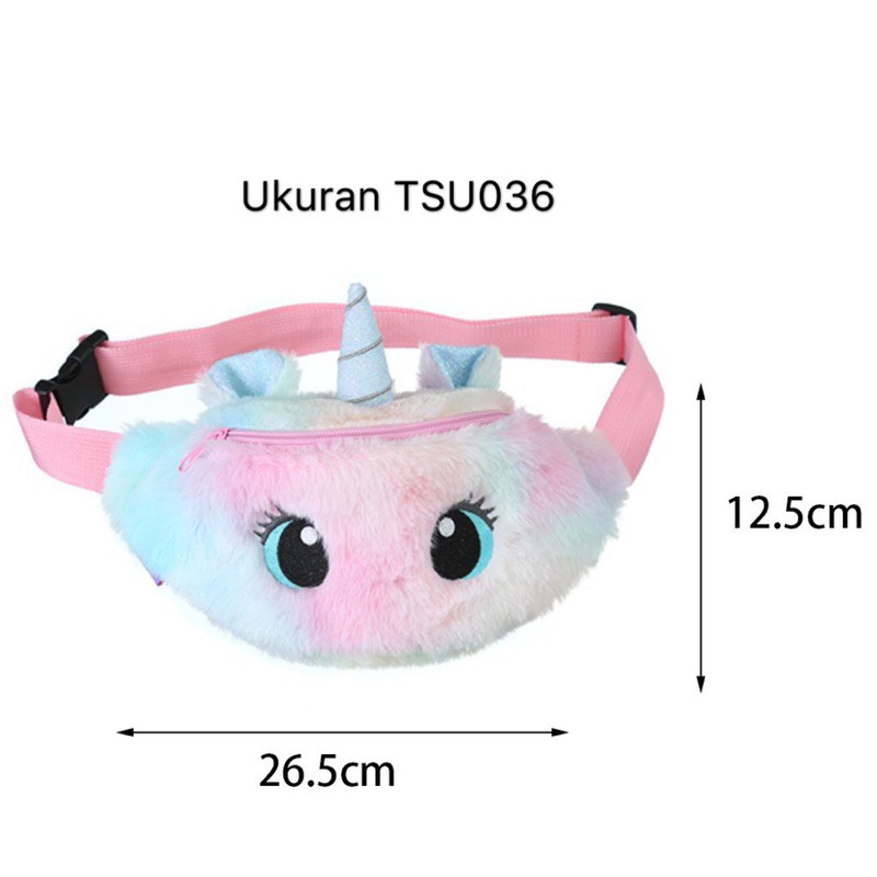 Tas Pinggang Unicorn Bulu TSU036 TU039 anak perempuan waist bag