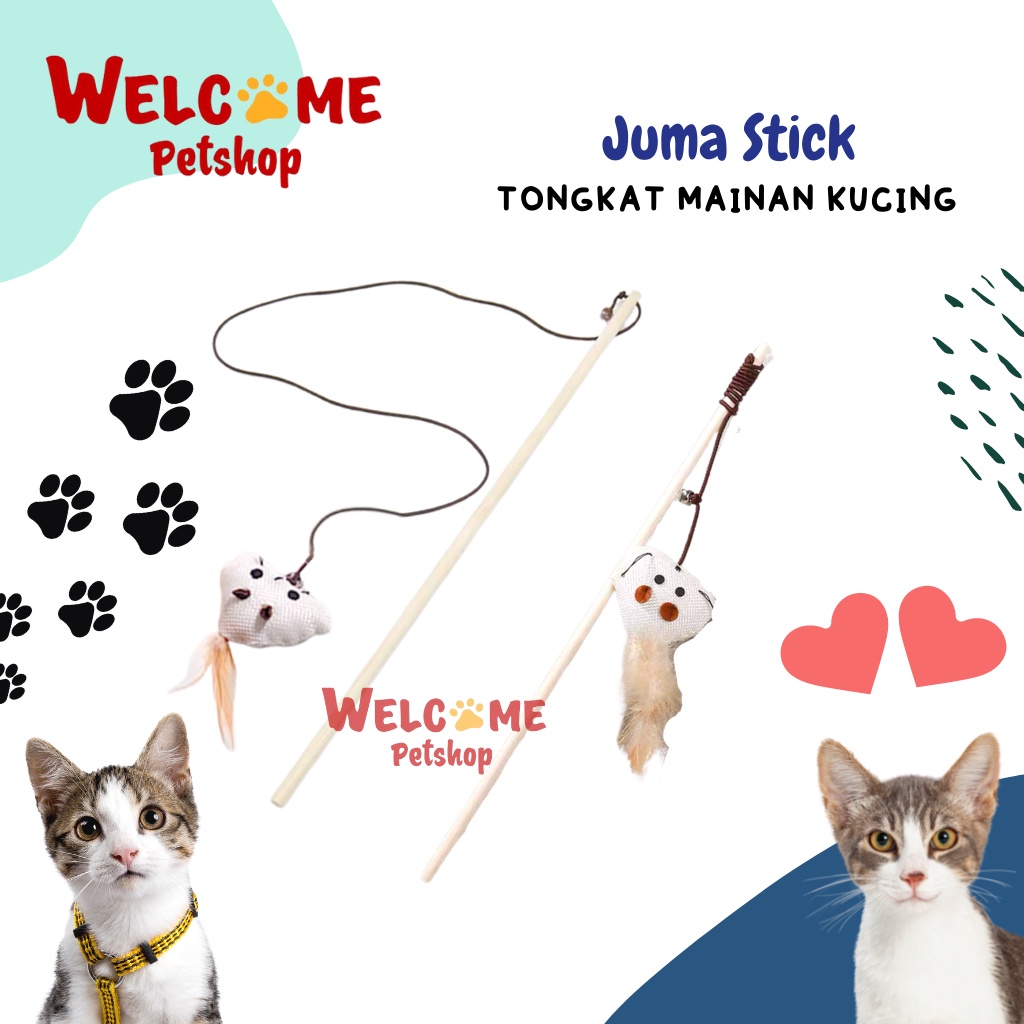 Juma Stick Mainan Kucing Tongkat Kayu Boneka Tikus Segitiga Cat Toy